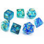 Nebula Oceanic/gold Luminary Polyhedral 7-Dice Set chx27556